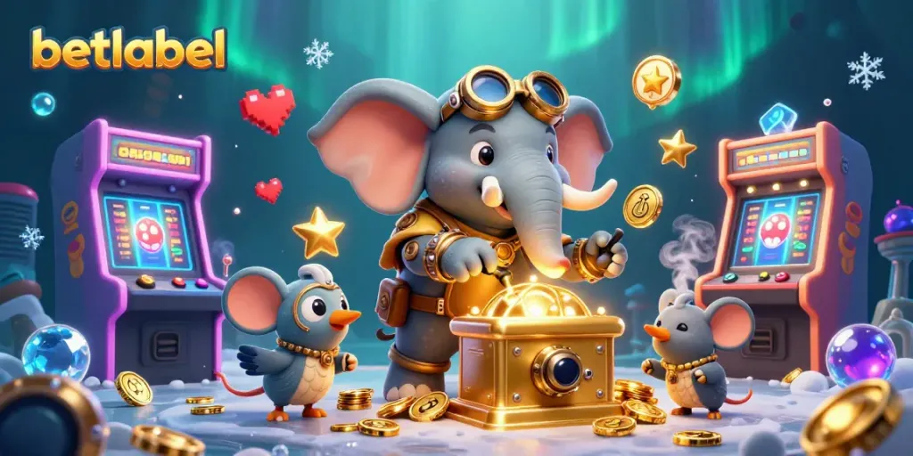 Win big at betlabel with a steampunk elephant and exciting casino elements in a vibrant 3D scene.